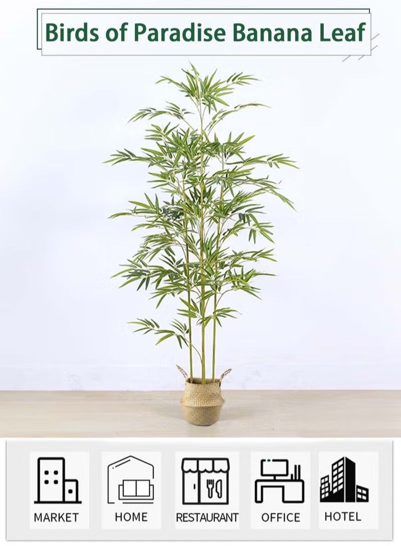 XiuWoo 150CM Artificial Bamboo Fake Plant Pot Artificial Tree Decorative Greenery Belt Realistic Green Bamboo and Plastic Pot Home Decor Office Indoor Outdoor Balcony Living Room  - Image 3
