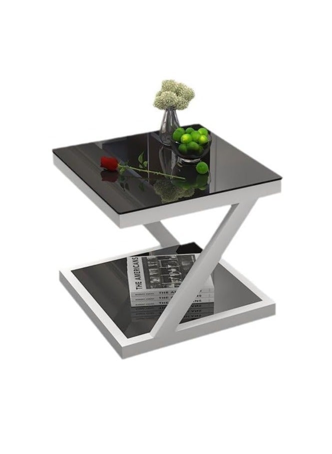 Blueland Coffee Table, Iron Art Tempered Glass Small Coffee Side Table, Sofa Centre Tables for Bedroom Apartments, Metal Tea Tables for Living Room, Restaurant, Apartments & TV longue, Easy Assembly - Image 1
