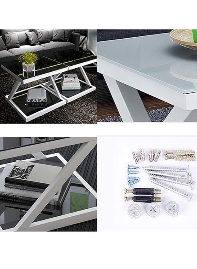 Blueland Coffee Table, Iron Art Tempered Glass Small Coffee Side Table, Sofa Centre Tables for Bedroom Apartments, Metal Tea Tables for Living Room, Restaurant, Apartments & TV longue, Easy Assembly - Image 3