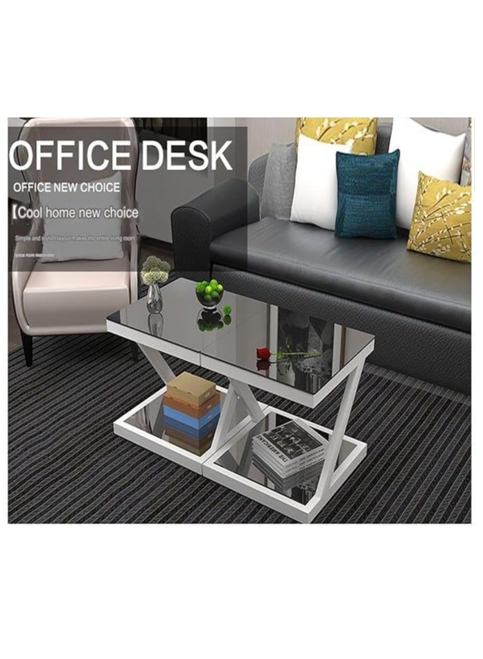 Blueland Coffee Table, Iron Art Tempered Glass Small Coffee Side Table, Sofa Centre Tables for Bedroom Apartments, Metal Tea Tables for Living Room, Restaurant, Apartments & TV longue, Easy Assembly - Image 5