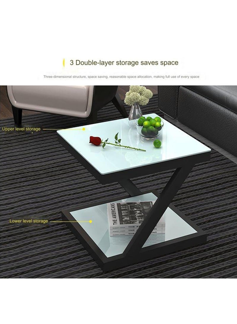 Blueland Coffee Table, Iron Art Tempered Glass Small Coffee Side Table, Sofa Centre Tables for Bedroom Apartments, Metal Tea Tables for Living Room, Restaurant, Apartments & TV longue, Easy Assembly - Image 4