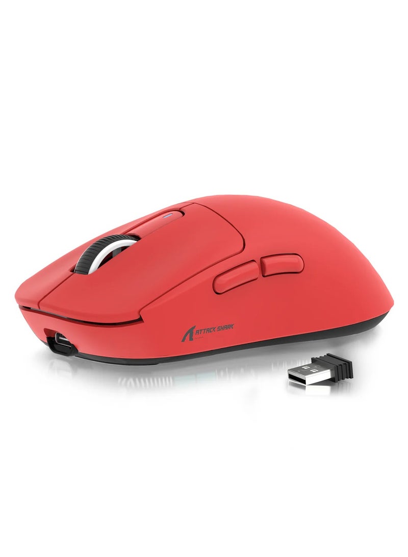 Attack Shark X3 Lightweight Wireless Gaming Mouse with Tri-Mode 2.4G/USB-C Wired/Bluetooth,26K DPI, PAW3395 Optical Sensor,Kailh GM8.0 Switch,5 programmable Buttons for PC/Win/Mac(Red) - Image 1