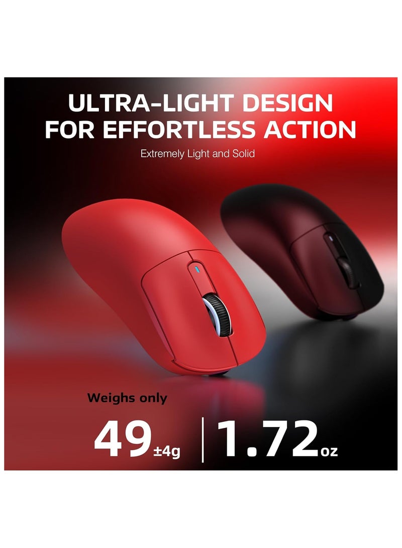 Attack Shark X3 Lightweight Wireless Gaming Mouse with Tri-Mode 2.4G/USB-C Wired/Bluetooth,26K DPI, PAW3395 Optical Sensor,Kailh GM8.0 Switch,5 programmable Buttons for PC/Win/Mac(Red) - Image 3