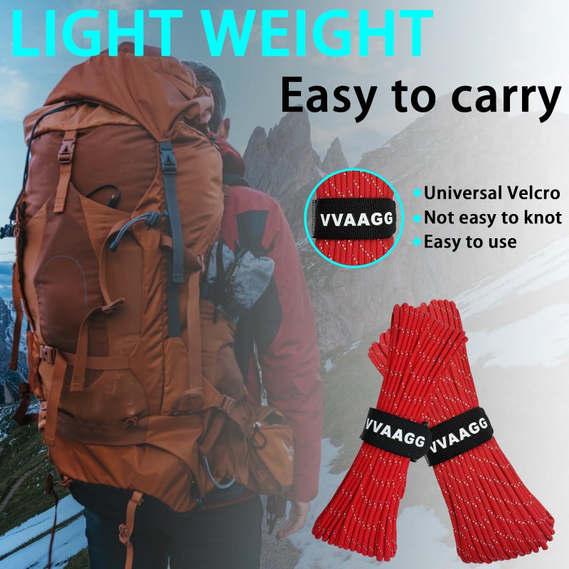 VVAAGG Reflective Paracord Rope 100FT, 7 Strand Nylon para Cord Lanyard Utility 550 Parachute Cord, 4mm Thin Tent Rope for Outdoor Camping Hiking (Red) - Image 5