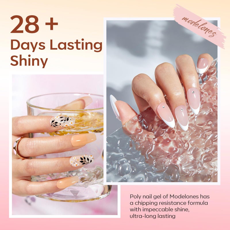 modelones Poly Gel 12 Colors Nude Pink Natural All Seasons Colors Poly Nail Extension Builder Nail Gel Design Professional Salon at Home Holiday Gift for Women - Image 3