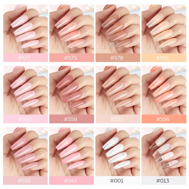 modelones Poly Gel 12 Colors Nude Pink Natural All Seasons Colors Poly Nail Extension Builder Nail Gel Design Professional Salon at Home Holiday Gift for Women - Image 2