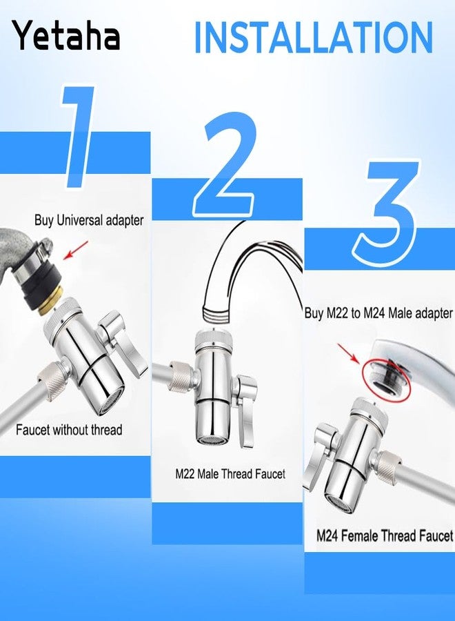 Yetaha 3/8" Faucet Diverter Valve, Kitchen Bathroom Faucet Splitter Adapter for Tubing Replacement Part, Bathroom Vanity Metal Sink Connector, Single Handle - Image 3