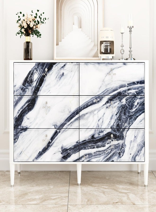 Wallercity Glossy Blue/White Marble Contact Paper for Countertops Kitchen Granite Peel and Stick Wallpaper Removable Vinyl Wraps for Drawer Liner 15.8''x78.7'' Marble Wall Paper for Cabinets Counters - Image 5