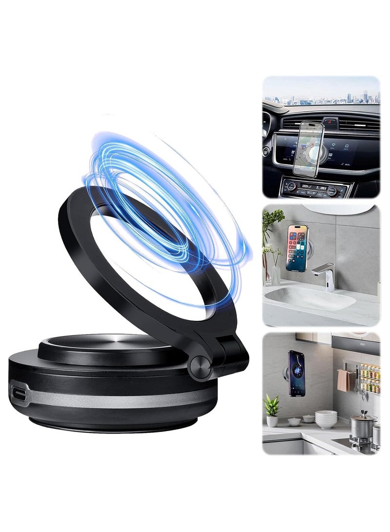 GUDOO Electric Vacuum Magnetic Car Phone Mount, 360° Rotating Magnetic Phone Holder, Strong Magnetic Grip for Car Kitchen Mirro Gym Bath Shower Compatible with iPhone Android - Image 1
