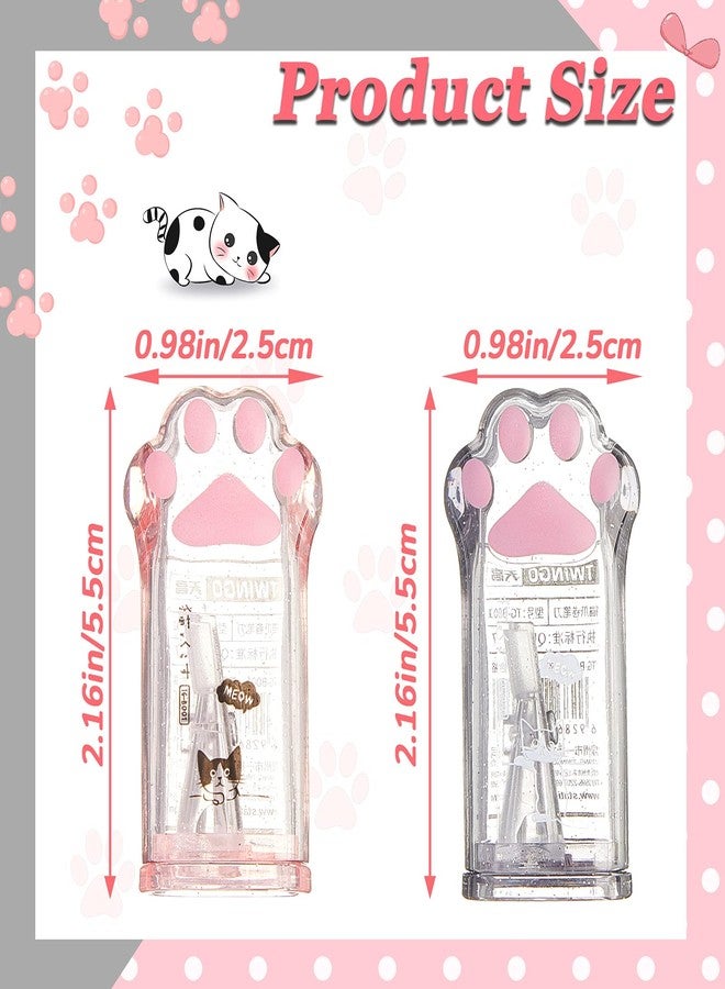 Chinco 4 Pieces Cute Cat Paw Pencil Sharpener Removable Holds Hand Kawaii Eyeliner Pencils Sharpeners with Lid for Make up Lip Liner Pencils - Image 2