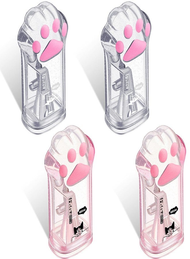 Chinco 4 Pieces Cute Cat Paw Pencil Sharpener Removable Holds Hand Kawaii Eyeliner Pencils Sharpeners with Lid for Make up Lip Liner Pencils - Image 1