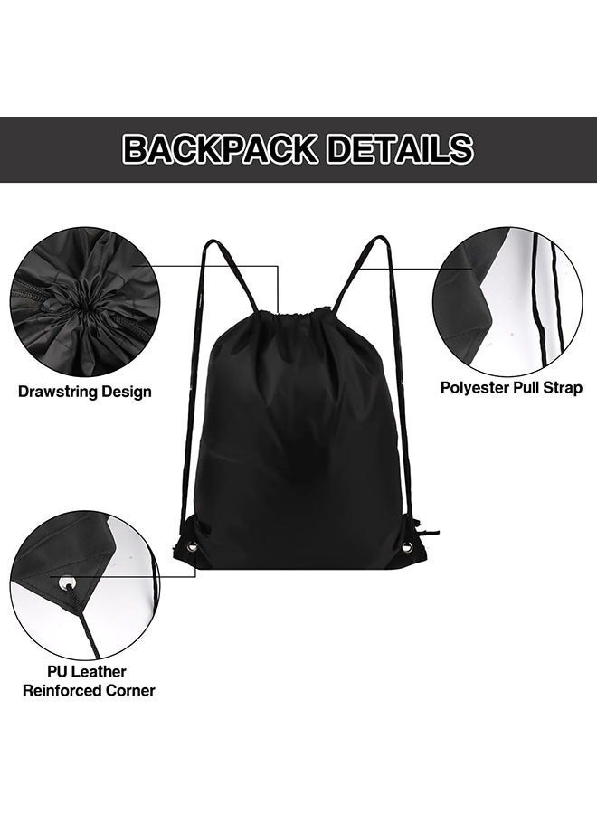 Arabest Drawstring Backpack 2Pack Drawstring Bags, Draw String Back Bag Drawstring Bags Bulk for Sports, Gym, Travel, Swimming, Beach (Black) - Image 2