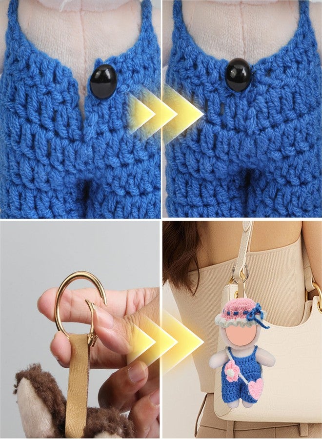 Voccim Handmade 17cm Doll Clothes - Purely Hand Crocheted Overalls Hat & Heart-Shaped Bag, Easy Put On, No Doll, 17cm Doll Accessories for Gifts - Image 4