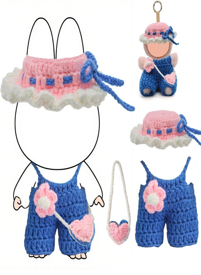 Voccim Handmade 17cm Doll Clothes - Purely Hand Crocheted Overalls Hat & Heart-Shaped Bag, Easy Put On, No Doll, 17cm Doll Accessories for Gifts - Image 1