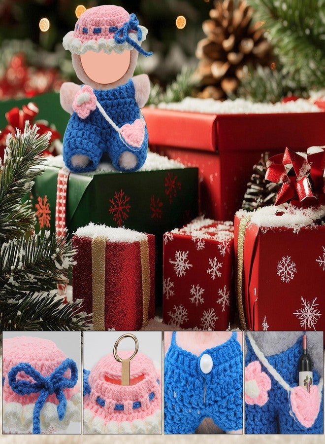 Voccim Handmade 17cm Doll Clothes - Purely Hand Crocheted Overalls Hat & Heart-Shaped Bag, Easy Put On, No Doll, 17cm Doll Accessories for Gifts - Image 5