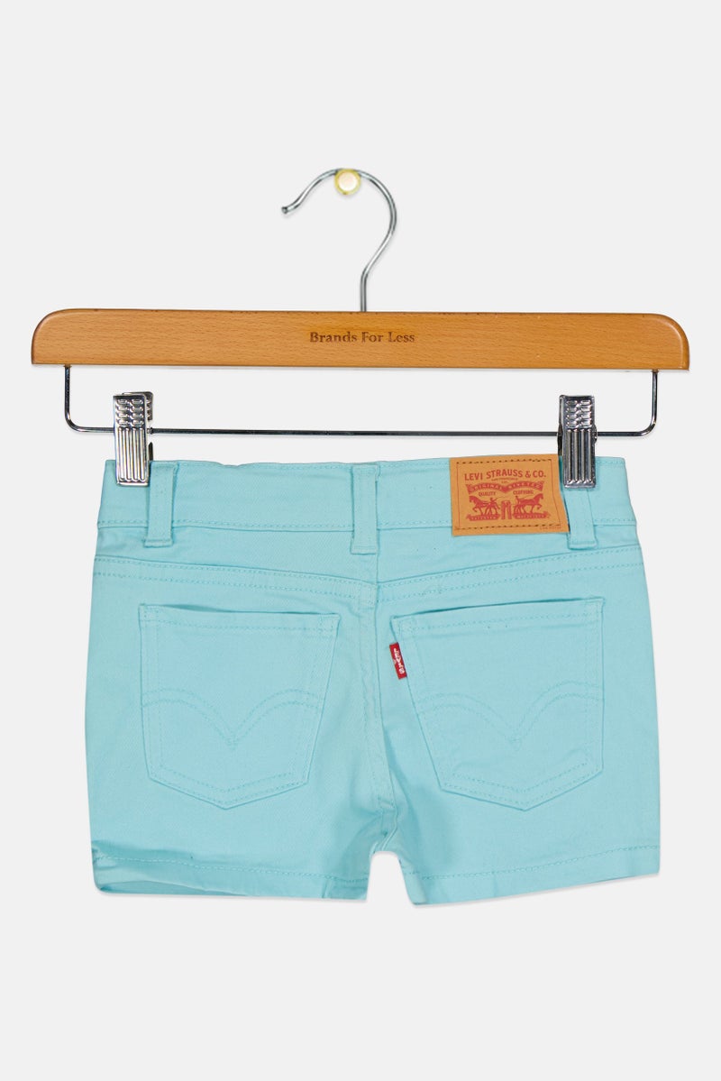Levi's Toddlers Girl Embroidered Denim Shorts, Turquoise - Image 2