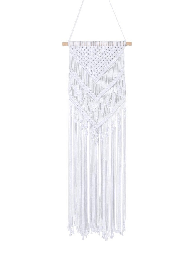 RLoncomix Macrame Wall Hanging Boho Art Hand Woven Geometric Tassel Chic Home Apartment Dorm Room Nursery Party Decoration, White, 16x30 Inches - Image 1