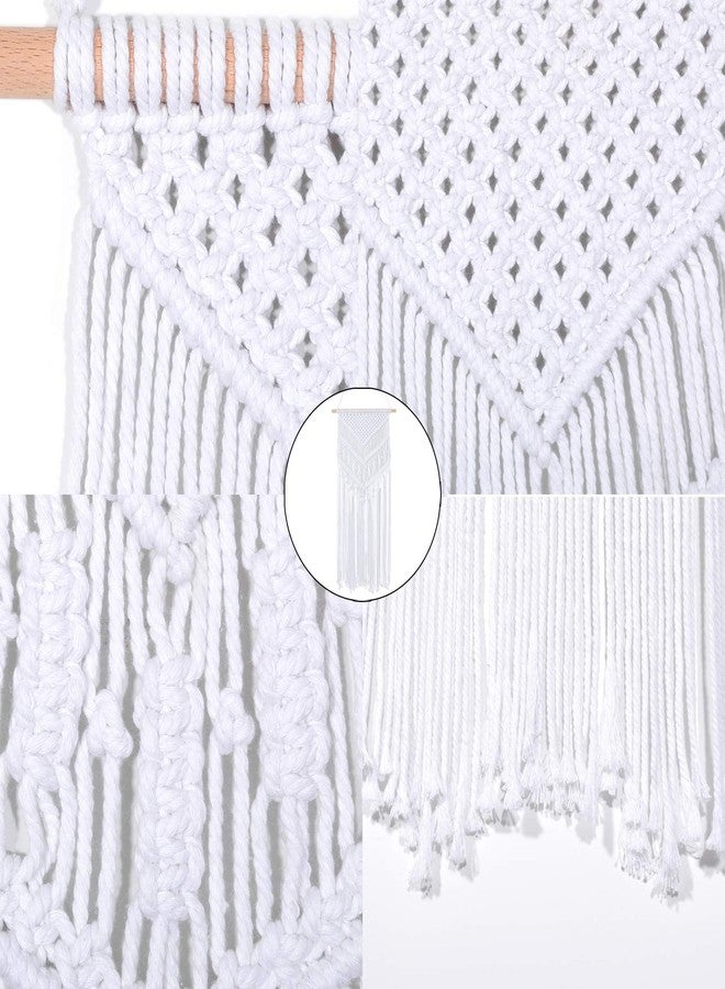 RLoncomix Macrame Wall Hanging Boho Art Hand Woven Geometric Tassel Chic Home Apartment Dorm Room Nursery Party Decoration, White, 16x30 Inches - Image 3
