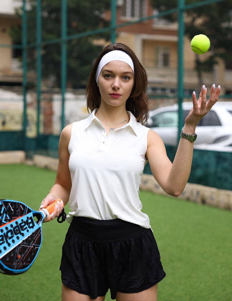 COOrun Women's Polo Shirts Sleeveless Golf Shirt Lightweight Quick Dry Tennis Shirt UPF 50+ Slim Fit Workout Top - Image 4