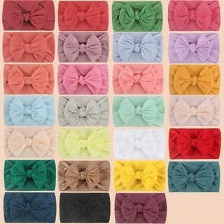 Generic Soft Nylon Baby Headband with Butterfly Bow 32 color mix multiple 