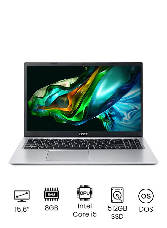 أيسر لابتوب أسباير 3 A315 بشاشة 15.6 بوصة، معالج Core i5-1135G7، ذاكرة وصول عشوائي 8 جيجابايت، قرص صلب SSD سعة 512 جيجابايت، نظام تشغيل DOS (بدون ويندوز)، معالج رسومات Intel Iris Xe، يدعم اللغتين الإنجليزية والعربية، لون فضي نقي الإنجليزية/العربية فضى طبيعى - Image 1