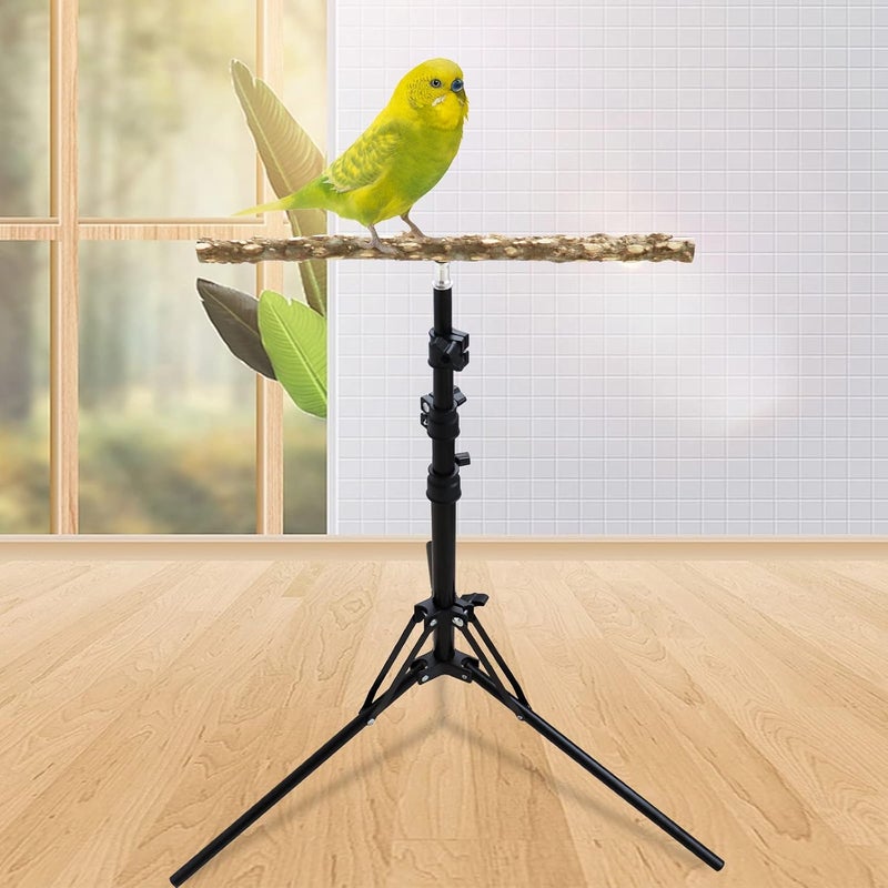 Oooct 16-63 Inch Height Adjustable Bird Perch Stand, Natural Pepper Wood Parrot Perch Toy, Bird Training Perch Stand, Indoor and Outdoor Bird Stands for Small to Medium Bird - Image 2