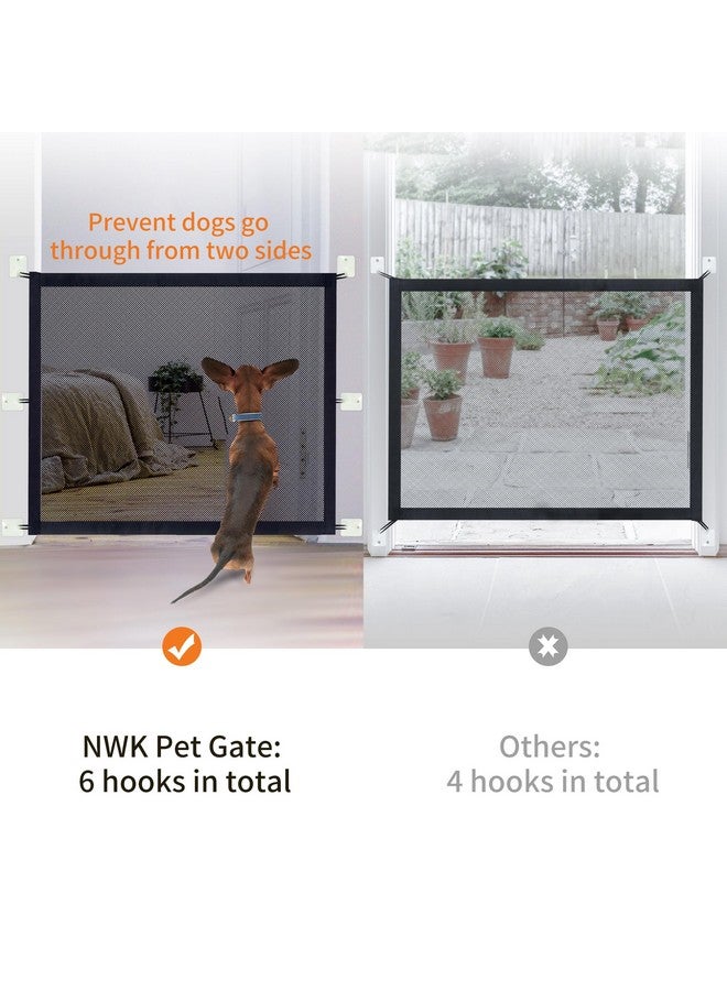 إن دابليو كيه بوابة NWK Magic Gate للكلاب للسلالم وبوابة الحيوانات الأليفة للمنزل وبوابة الأطفال توفر حاوية آمنة للحيوانات الأليفة والأطفال للعب والراحة، تصميم 6 خطافات يمنع الكلاب من المرور من الجانبين (30 بوصة × 70 بوصة) - Image 3