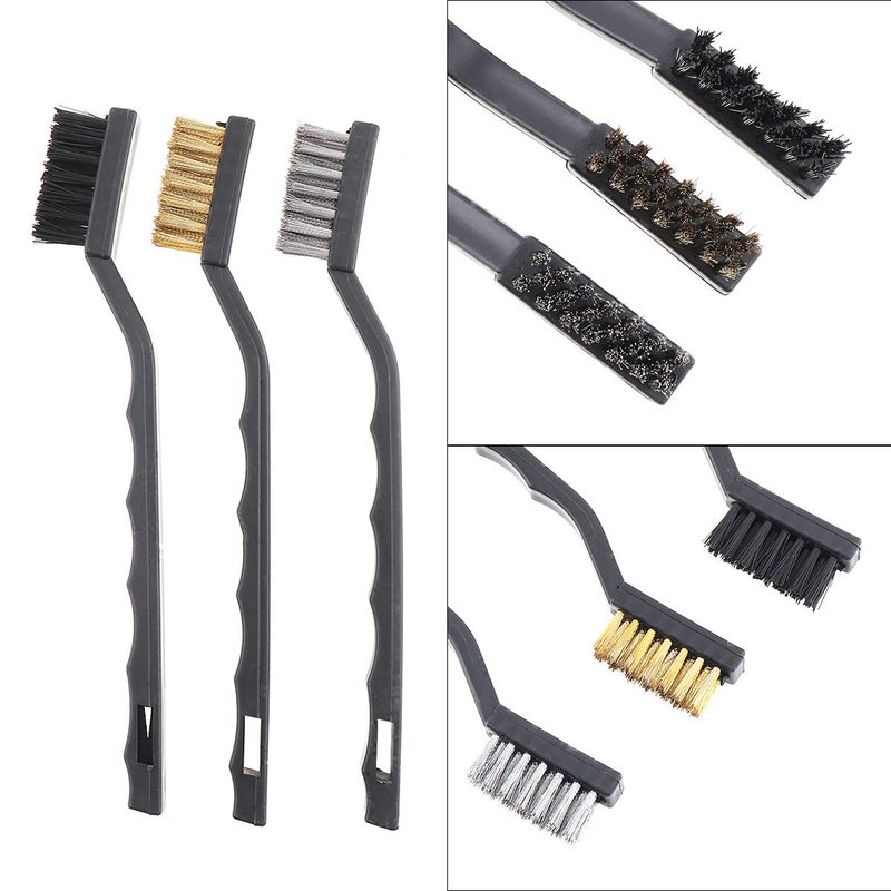 ChgImposs 3Pcs Mini Wire Brush Set, Nylon Brass Stainless Steel Wire Brush for Cleaning Welding Slag Scrubbing and Rust - Image 2
