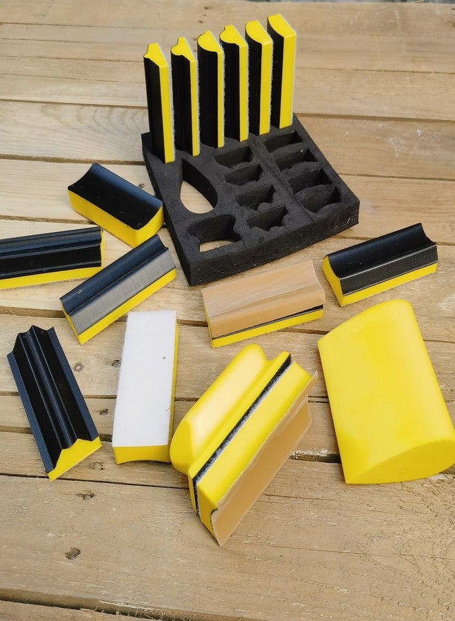 SACKORANGE 16 PCS Contoured Profile Sanding Block Set - Hook and Loop Foam Material Hand Sander Block- Interchangeable Assorted Convex & Concave Shapes for Sander Wood Woodworking Furniture, Auto Paint - Image 5