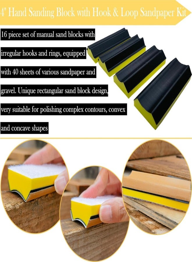 SACKORANGE 16 PCS Contoured Profile Sanding Block Set - Hook and Loop Foam Material Hand Sander Block- Interchangeable Assorted Convex & Concave Shapes for Sander Wood Woodworking Furniture, Auto Paint - Image 3