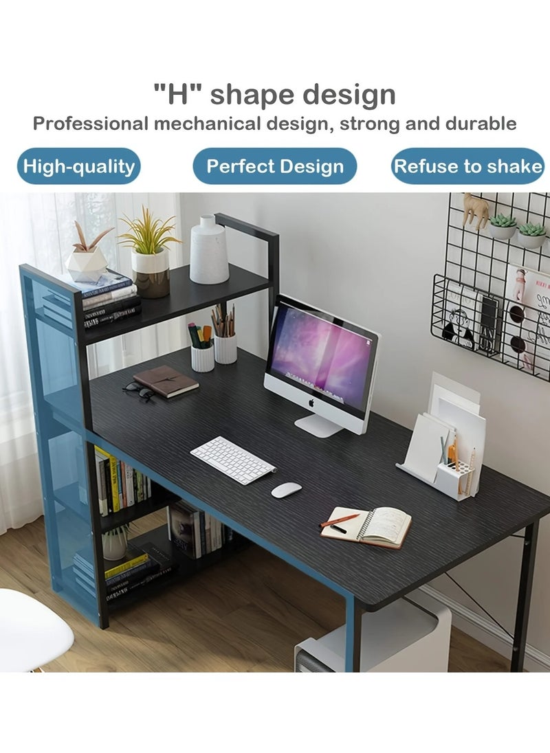 Generic - High Quality Home Office Table Useful For Studying Writing Drawing Or A Work Surface In A Home Workshop You Can Use A Computer Laptop Or Typewriter Flexible Ideal Modern And Simple Design For The Office Durable And Strong And Does Not Shake The Position Of The Shelves Attached To The Office Table Is Flexible You Can Place It On The Right Or Left Of The Office According To Your Need It Has Four Layers Shelves To Place Your Books Or Needs Such As The Alarm Clock Or Pencil Case And On The Desktop You Can Eat And Drink Your Coffee And For Decoration You Can Place A Vase Or A Picture Board The Lower Space Of The Table Is Suitable For People Of All Heights Black Color - Image 1