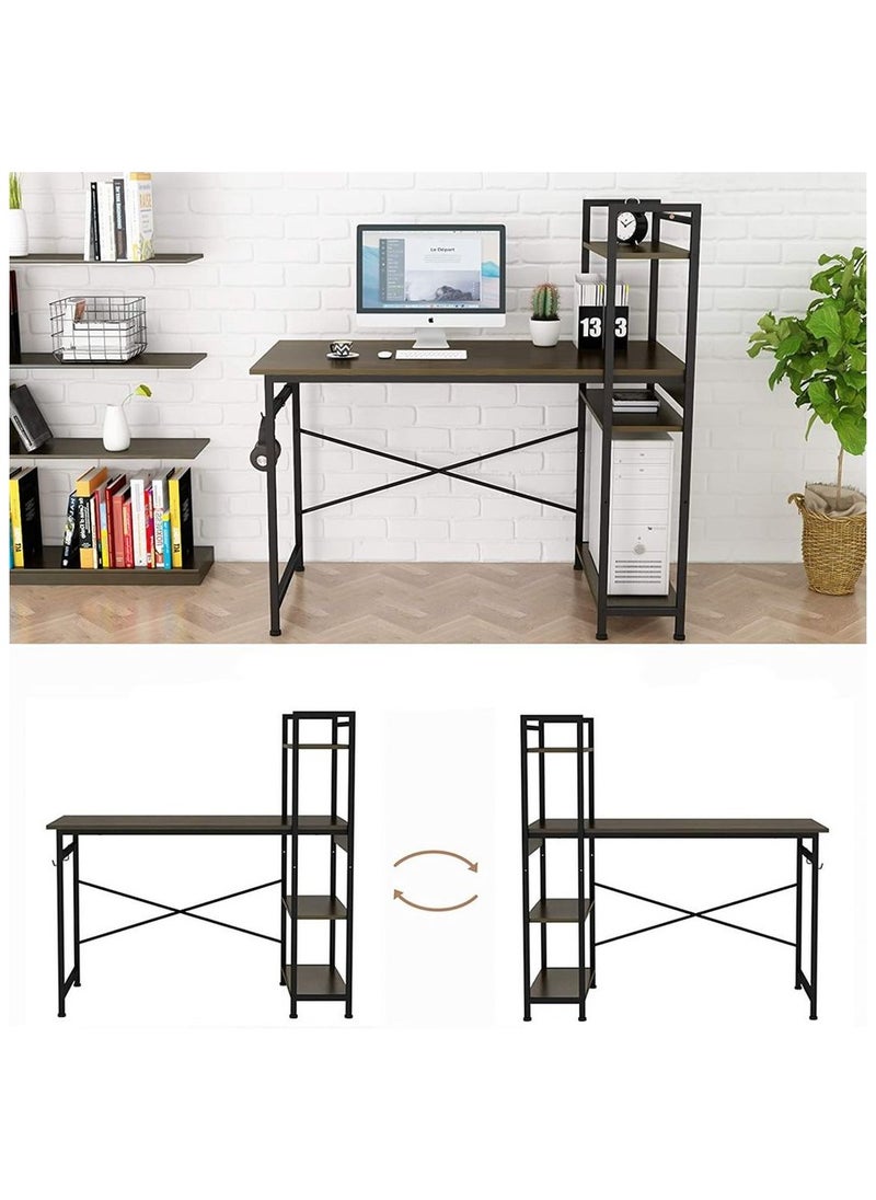 Generic - High Quality Home Office Table Useful For Studying Writing Drawing Or A Work Surface In A Home Workshop You Can Use A Computer Laptop Or Typewriter Flexible Ideal Modern And Simple Design For The Office Durable And Strong And Does Not Shake The Position Of The Shelves Attached To The Office Table Is Flexible You Can Place It On The Right Or Left Of The Office According To Your Need It Has Four Layers Shelves To Place Your Books Or Needs Such As The Alarm Clock Or Pencil Case And On The Desktop You Can Eat And Drink Your Coffee And For Decoration You Can Place A Vase Or A Picture Board The Lower Space Of The Table Is Suitable For People Of All Heights Black Color - Image 1