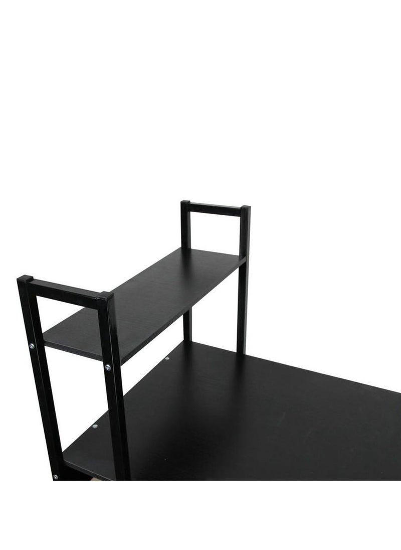 Generic - High Quality Home Office Table Useful For Studying Writing Drawing Or A Work Surface In A Home Workshop You Can Use A Computer Laptop Or Typewriter Flexible Ideal Modern And Simple Design For The Office Durable And Strong And Does Not Shake The Position Of The Shelves Attached To The Office Table Is Flexible You Can Place It On The Right Or Left Of The Office According To Your Need It Has Four Layers Shelves To Place Your Books Or Needs Such As The Alarm Clock Or Pencil Case And On The Desktop You Can Eat And Drink Your Coffee And For Decoration You Can Place A Vase Or A Picture Board The Lower Space Of The Table Is Suitable For People Of All Heights Black Color - Image 1