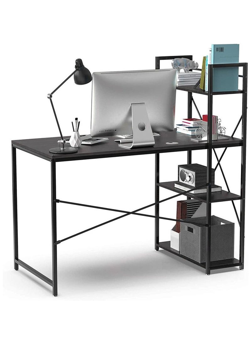 Generic - High Quality Home Office Table Useful For Studying Writing Drawing Or A Work Surface In A Home Workshop You Can Use A Computer Laptop Or Typewriter Flexible Ideal Modern And Simple Design For The Office Durable And Strong And Does Not Shake The Position Of The Shelves Attached To The Office Table Is Flexible You Can Place It On The Right Or Left Of The Office According To Your Need It Has Four Layers Shelves To Place Your Books Or Needs Such As The Alarm Clock Or Pencil Case And On The Desktop You Can Eat And Drink Your Coffee And For Decoration You Can Place A Vase Or A Picture Board The Lower Space Of The Table Is Suitable For People Of All Heights Black Color - Image 1