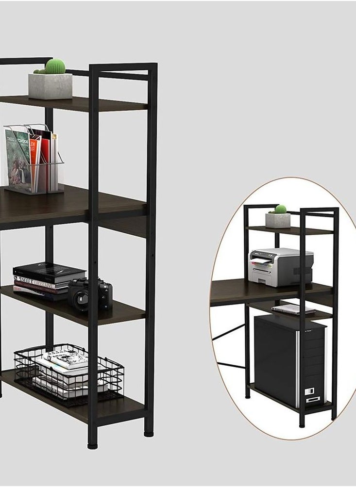 Generic - High Quality Home Office Table Useful For Studying Writing Drawing Or A Work Surface In A Home Workshop You Can Use A Computer Laptop Or Typewriter Flexible Ideal Modern And Simple Design For The Office Durable And Strong And Does Not Shake The Position Of The Shelves Attached To The Office Table Is Flexible You Can Place It On The Right Or Left Of The Office According To Your Need It Has Four Layers Shelves To Place Your Books Or Needs Such As The Alarm Clock Or Pencil Case And On The Desktop You Can Eat And Drink Your Coffee And For Decoration You Can Place A Vase Or A Picture Board The Lower Space Of The Table Is Suitable For People Of All Heights Black Color - Image 1