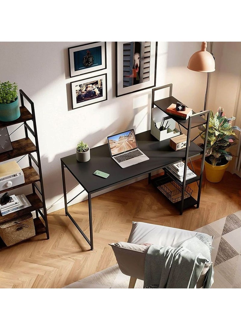 Generic - High Quality Home Office Table Useful For Studying Writing Drawing Or A Work Surface In A Home Workshop You Can Use A Computer Laptop Or Typewriter Flexible Ideal Modern And Simple Design For The Office Durable And Strong And Does Not Shake The Position Of The Shelves Attached To The Office Table Is Flexible You Can Place It On The Right Or Left Of The Office According To Your Need It Has Four Layers Shelves To Place Your Books Or Needs Such As The Alarm Clock Or Pencil Case And On The Desktop You Can Eat And Drink Your Coffee And For Decoration You Can Place A Vase Or A Picture Board The Lower Space Of The Table Is Suitable For People Of All Heights Black Color - Image 1