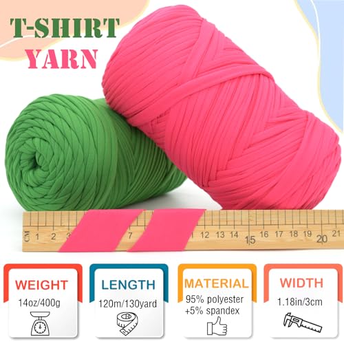YARFOFUN 400g Tshirt Yarn for Crochet,Mint Green T Shirt Soft Elastic Fabric Chunky Thick T-Shirt Crochet Yarn for Crocheting Knitting Beginner Hand Knitting for Bag/DIY Craft/Home Decor-Mint Green - Image 2
