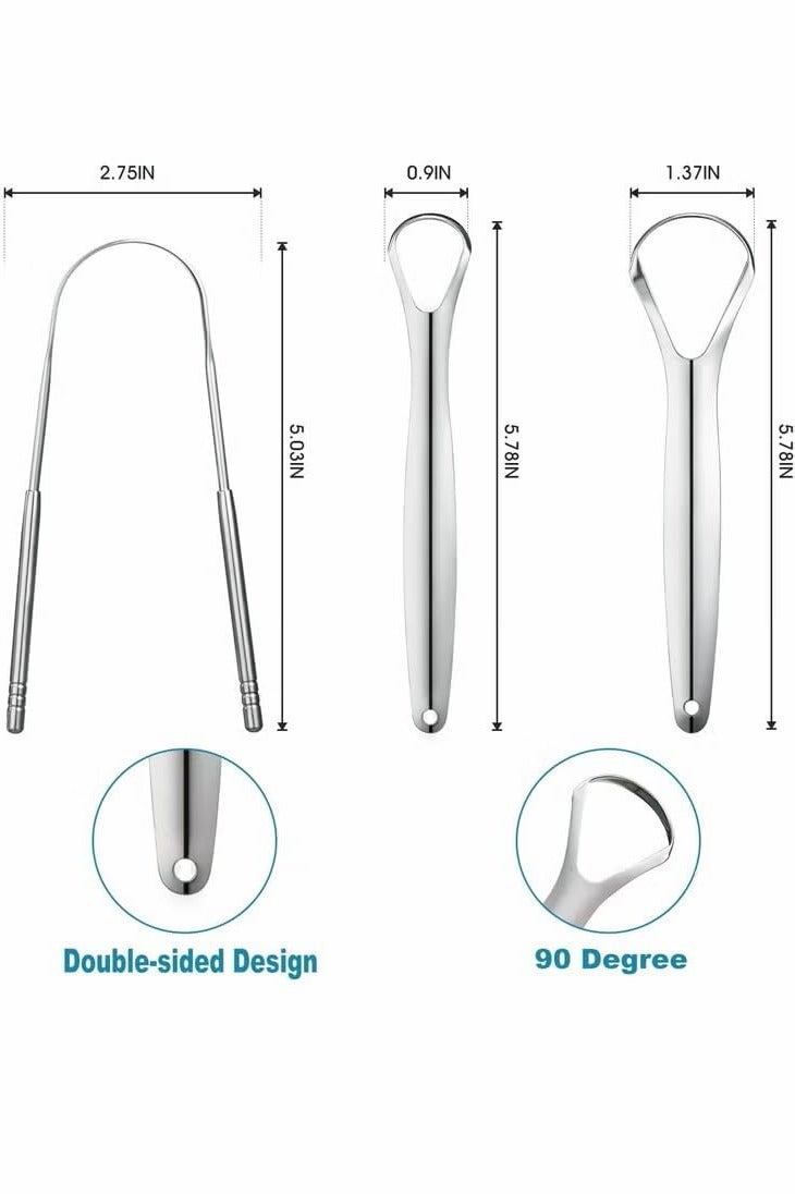 Red Leaf 3 PCS Stainless Steel Tongue Scraper, Tongue Cleaner - Image 2
