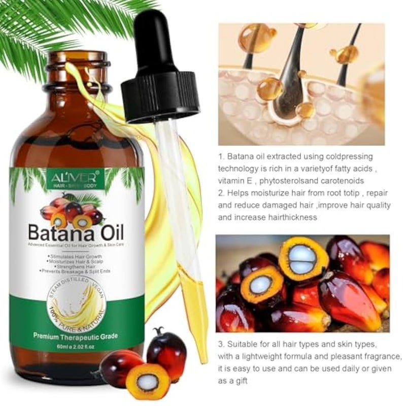 ALIVER Hair Growth Oil - 100% Natural Cold Pressed Batana Oil, Improves Shine, Fights Hair Loss & Repairs Damage - 2.02 Fl Oz - Image 4