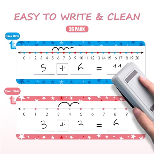 WEIZHEN 26 Pack Dry Erase Number Line Board Card 4”x12” Inch Double Sided Writable and Erasable Board Featuring 0-10 On One Side ，0-20 On The Other Side, Classroom Must Have Boards for Student - Image 4