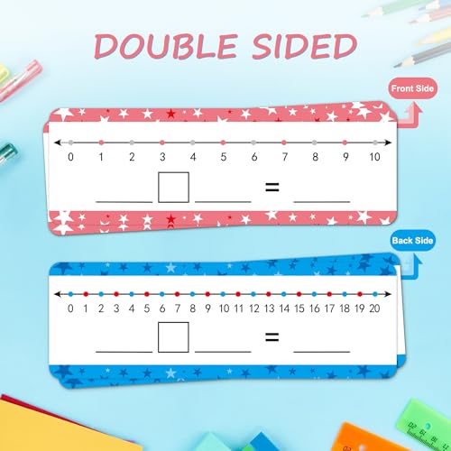 WEIZHEN 26 Pack Dry Erase Number Line Board Card 4”x12” Inch Double Sided Writable and Erasable Board Featuring 0-10 On One Side ，0-20 On The Other Side, Classroom Must Have Boards for Student - Image 3