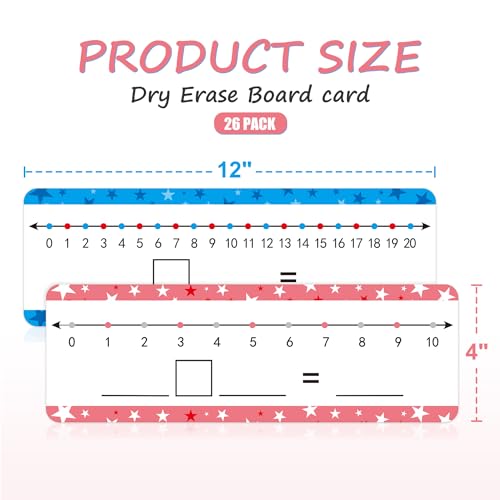 WEIZHEN 26 Pack Dry Erase Number Line Board Card 4”x12” Inch Double Sided Writable and Erasable Board Featuring 0-10 On One Side ，0-20 On The Other Side, Classroom Must Have Boards for Student - Image 2
