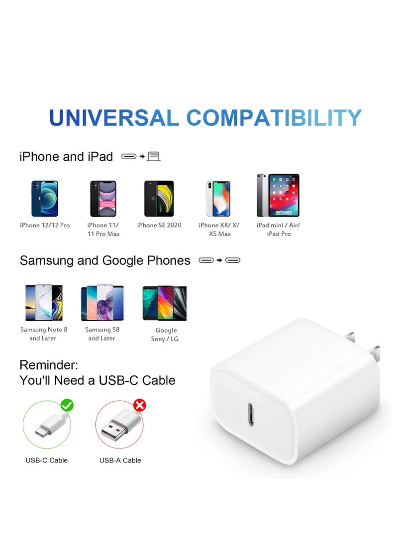 Generic - iPhone 14 pro max12 13 14 Fast Charger [Apple MFi Certified]Lightning Cable 20W PD USB C Wall Charger 2-Pack 6FT Fasting Charging Adapter Compatible with iPhone 14 /14 Pro Max/13/13Pro/12/12 Pro/11 - Image 1