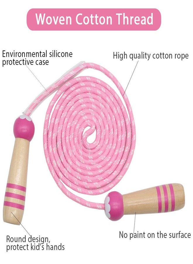 Ace one Jump Rope Kids, 7ft Adjustable Cotton Skipping Rope with Wooden Handle for Boys and Girls Fitness Outdoor Exercise(Pink) - Image 3