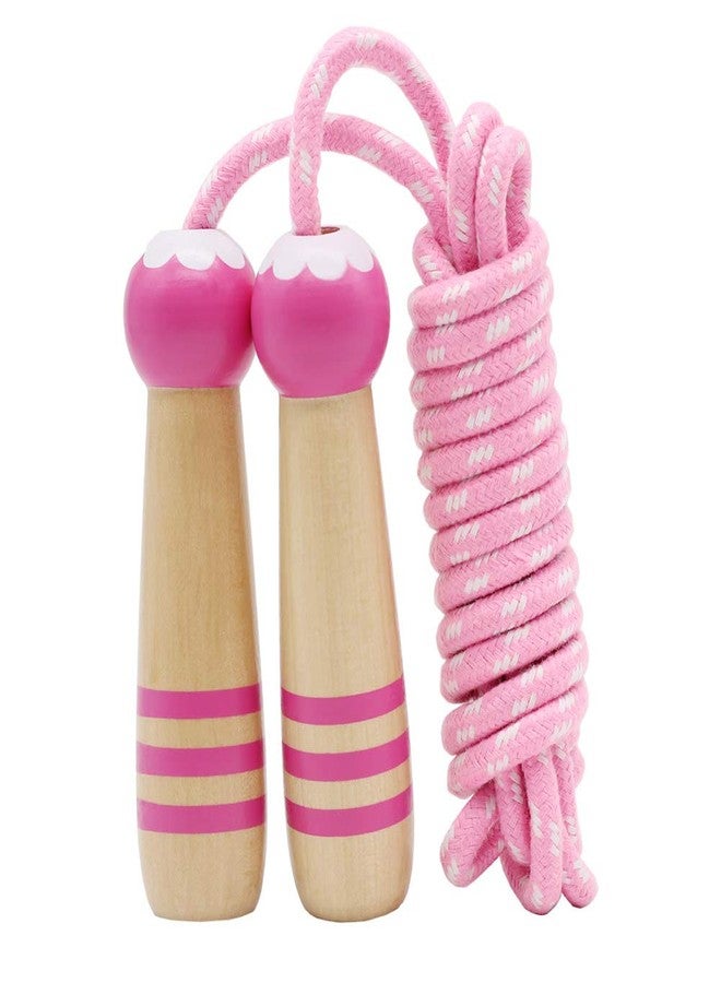 Ace one Jump Rope Kids, 7ft Adjustable Cotton Skipping Rope with Wooden Handle for Boys and Girls Fitness Outdoor Exercise(Pink) - Image 1