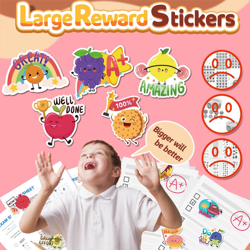 HORIECHALY 300PCS Large Scratch and Sniff Scented Stickers for Kids, Incentive Smelly Summer Sticker, Motivational for Kids Christmas Gift, Bigger Reward Stickers for Student Classroom Must Haves School Supplies - Image 4
