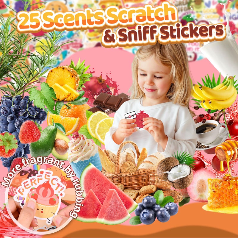 HORIECHALY 300PCS Large Scratch and Sniff Scented Stickers for Kids, Incentive Smelly Summer Sticker, Motivational for Kids Christmas Gift, Bigger Reward Stickers for Student Classroom Must Haves School Supplies - Image 3