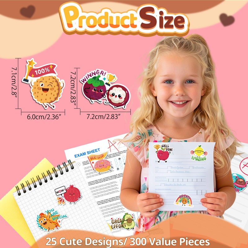 HORIECHALY 300PCS Large Scratch and Sniff Scented Stickers for Kids, Incentive Smelly Summer Sticker, Motivational for Kids Christmas Gift, Bigger Reward Stickers for Student Classroom Must Haves School Supplies - Image 2