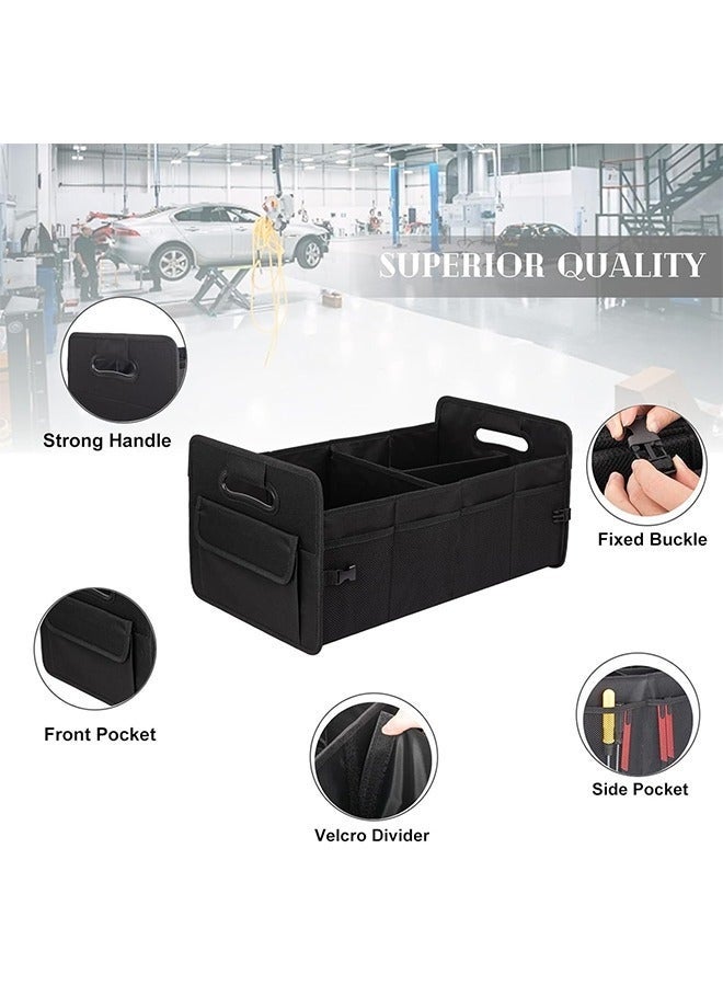 Bukela Car Trunk Organizer Storage for SUV Car Organizers Accessories Adjustable Straps with 8 Pockets Collapsible 66L Oxford Trunk Organizer for Women/Men Black - Image 3