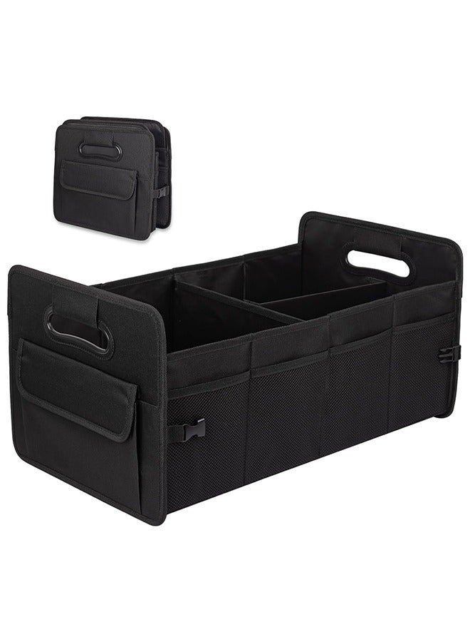 Bukela Car Trunk Organizer Storage for SUV Car Organizers Accessories Adjustable Straps with 8 Pockets Collapsible 66L Oxford Trunk Organizer for Women/Men Black - Image 1